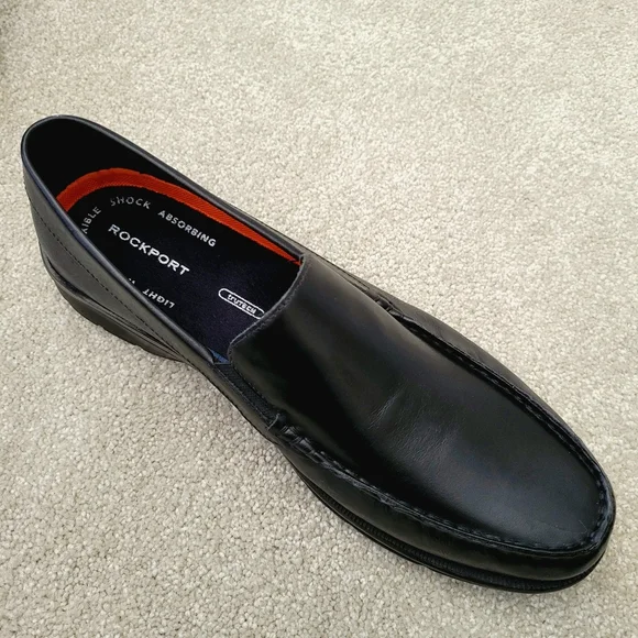 Rockport Loafers Size 11.5 M Rockport Palmer Black Leather Slip-On Dress Shoes - Picture 6 of 16